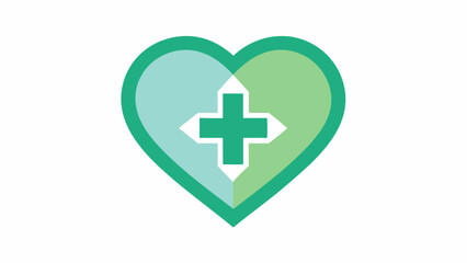 Obraz premium Heart shape with a plus sign in the center design vector, silhouette, illustration, horizontal, isolated assets, on transparent background