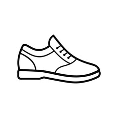 Black and White Line Art Illustration of a Classic Leather Shoe with Laces