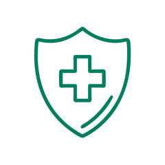 Fototapeta premium Health shield icon with a medical cross, symbolizing protection and care, minimalist design 
