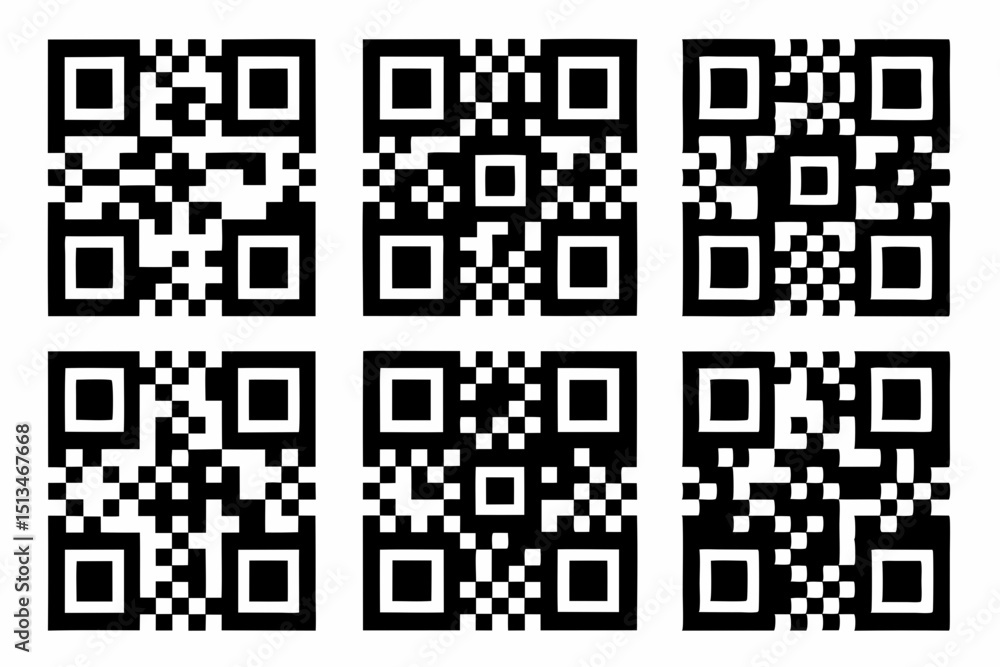 Poster qr code of qr code vector icon illustration silhouette graphics design image white background