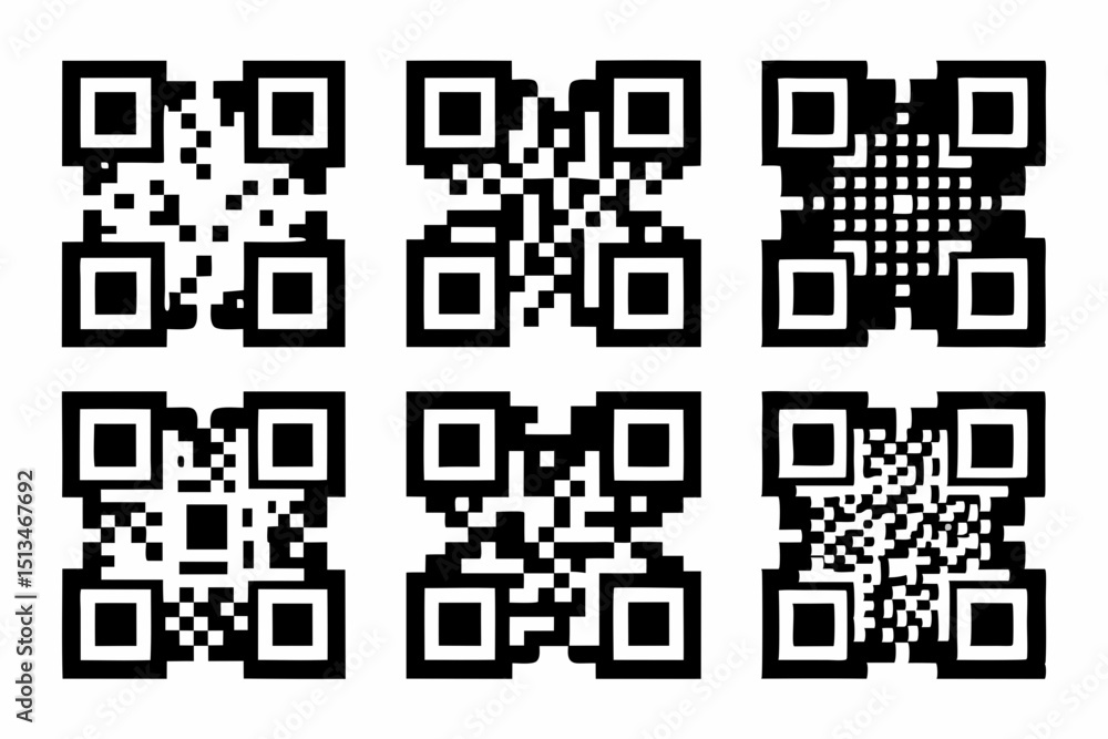 Poster set of qr codes vector icon illustration silhouette graphics design image white background