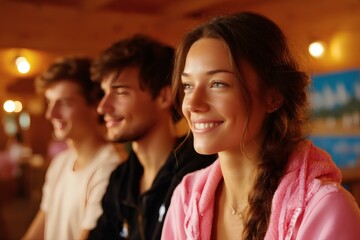 Obraz premium Three Young Adults Enjoying a Relaxed Moment