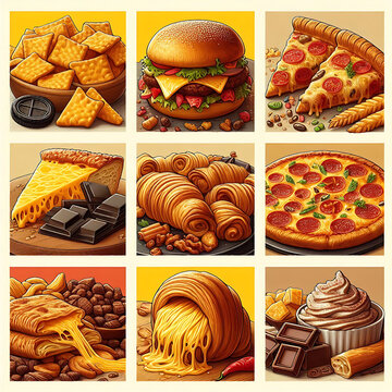 Imagens de salgados e past&eacute;is para propaganda comercial