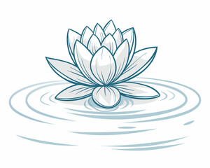 Create a bold, vector illustration of a single, floating flower with thick, black outlines.  The flower should appear weightless and elegant.