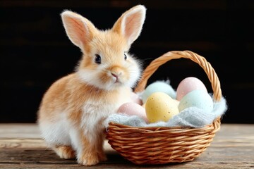 Adorable Easter Bunny with Colorful Eggs