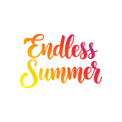 Fototapeta premium Endless summer text lettering design with colorful gradient on transparent background. Vacation concept for greeting card and poster.