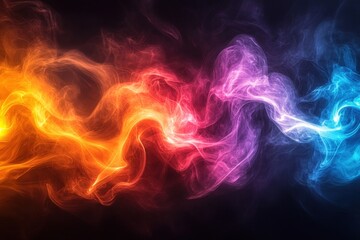 Obraz premium Abstract colorful smoke swirls on a black background