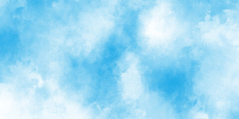 Light sky blue shades watercolor background, the summer heaven is colorful clearing day blurred and grainy blue powder explosion on white background, abstract blue watercolor grunge texture.
