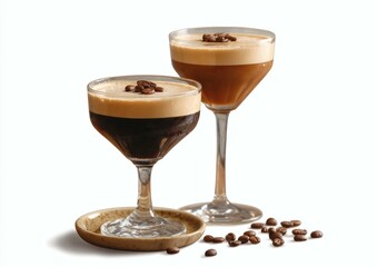 Two Delicious Coffee Cocktails on a White Background