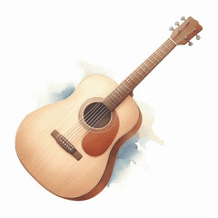 Fototapeta premium Vintage Curve Hues guitar isolated watercolor vector illustration svg