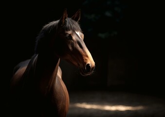 Obraz premium Dark Silhouette of a Horse in Studio Lighting