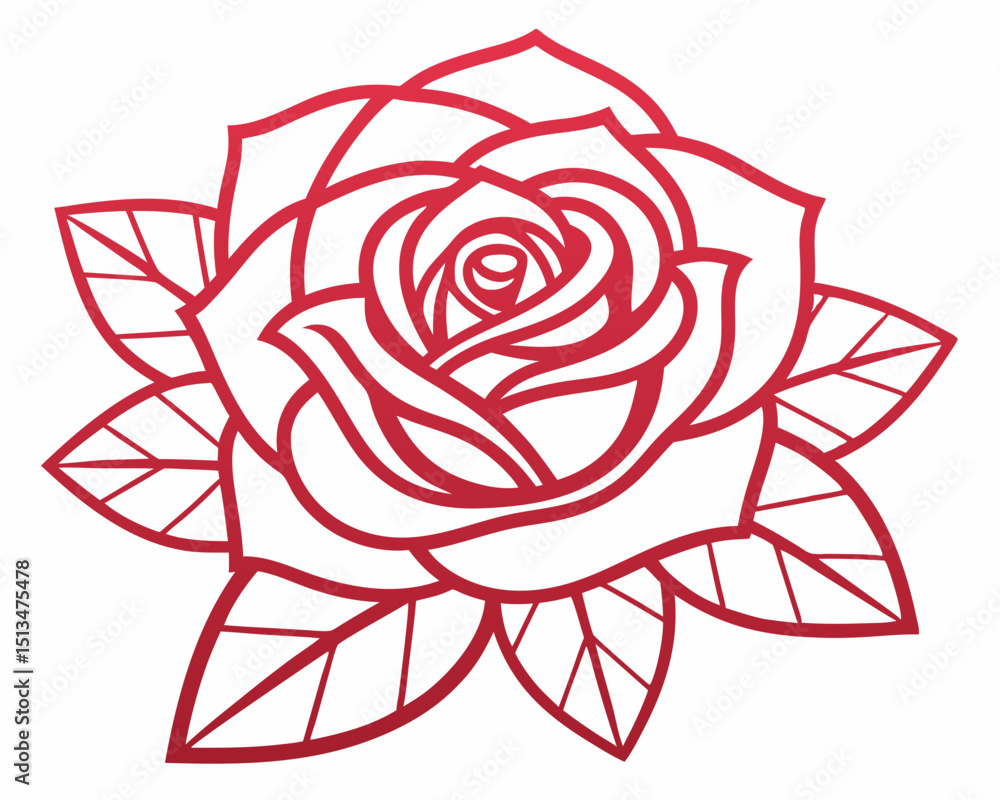 Poster create a vector illustration of a bold, stylized rose with thick outlines, emphasizing strong lines 