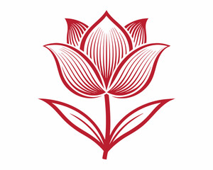 Create a bold, vector illustration of a stylized, minimal tulip.  Focus on clean lines and strong contrast.