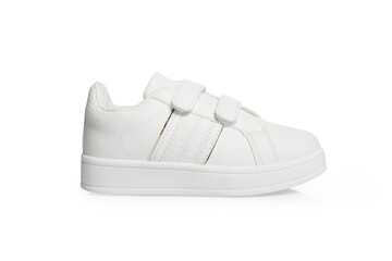White sport shoes on white background – isolated footwear product