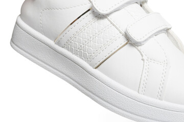 White sport shoes on white background – isolated footwear product