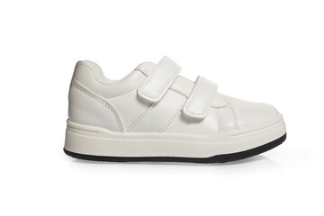 White sport shoes on white background – isolated footwear product