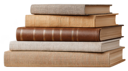 Stack of old books isolated on transparent background, PNG