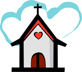 Kościół i krzyż – religijna ilustracja wektorowa
