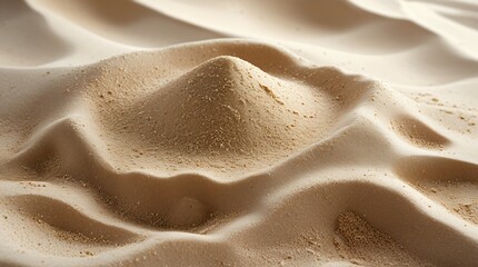 Sand grain forming a dune mound. Realistic desert surface. Natural environment with warm beige tone. Copy space background.