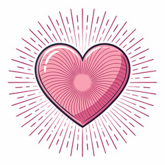 Design a bold, vector heart graphic with thick radiating lines emanating from its center.  High contrast, clean lines.