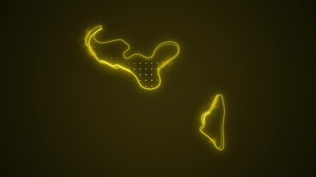 3D Moving Neon Yellow Tonga Map Borders Outline Loop Background