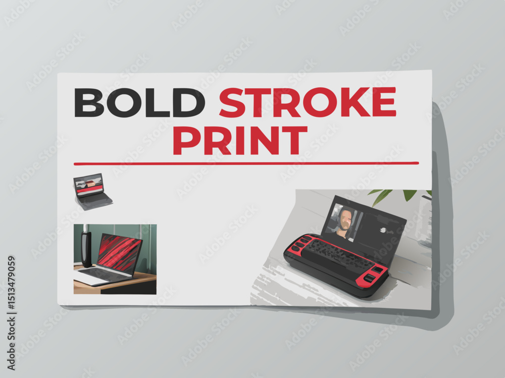 Poster design a bold, vector print ad layout with strong strokes, suitable for high-impact advertising. inc