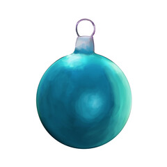 Illustration boule de No&euml;l  bleu dessin fait main, png