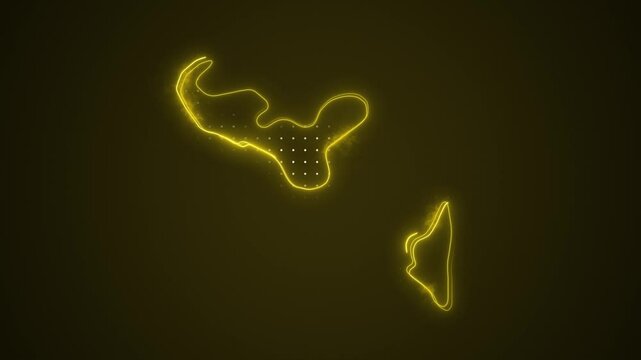 Neon Yellow Tonga Map Borders Outline Loop Background