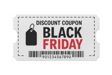 Discount coupon for black friday shopping with transparent background