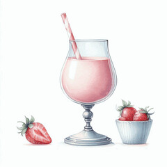 Ruby Swirl Chill Strawberry Smoothie isolated watercolor vector illustration svg