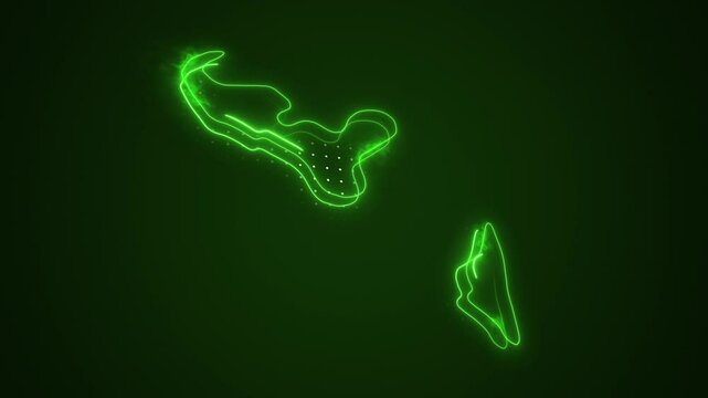 3D Neon Green Tonga Map Borders Outline Loop Background