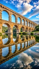 Fototapeta premium Ancient aqueduct and bridge with water reflections