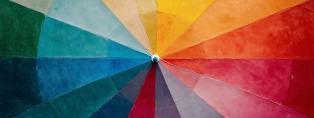 Obraz premium master palate paint color wheel with different colorful geometric swatches in a rainbow color tones in a circle 