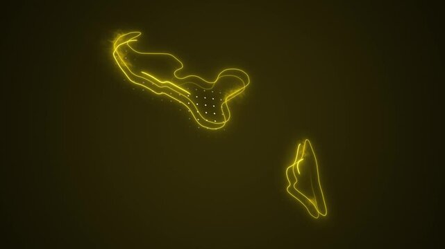 3D Neon Yellow Tonga Map Borders Outline Loop Background