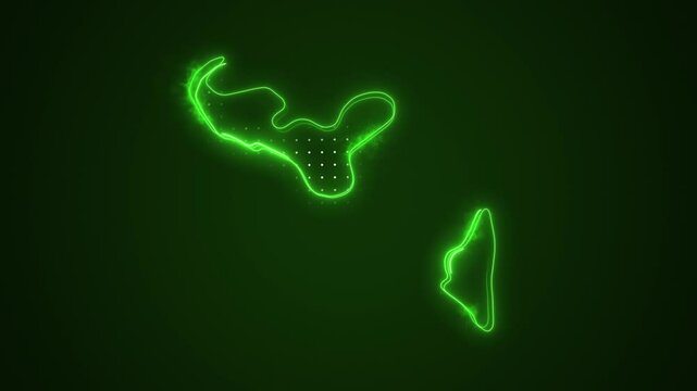 3D Moving Neon Green Tonga Map Borders Outline Loop Background
