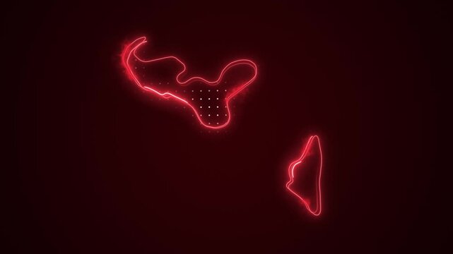 3D Moving Neon Red Tonga Map Borders Outline Loop Background