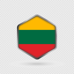 Lithuania Flag Icon in Hexagon Shape.