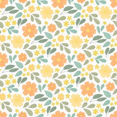 seamless floral pattern orange color 