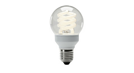 Close-up reveals a transparent light bulb with a glowing spiral filament against black backdrop.