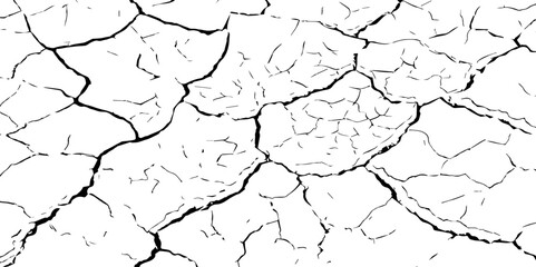 High-Resolution Vector Texture of Dry Cracked Earth with Transparent Background – Grunge Distressed Overlay Featuring Natural Split Lines and Soil Fractures
