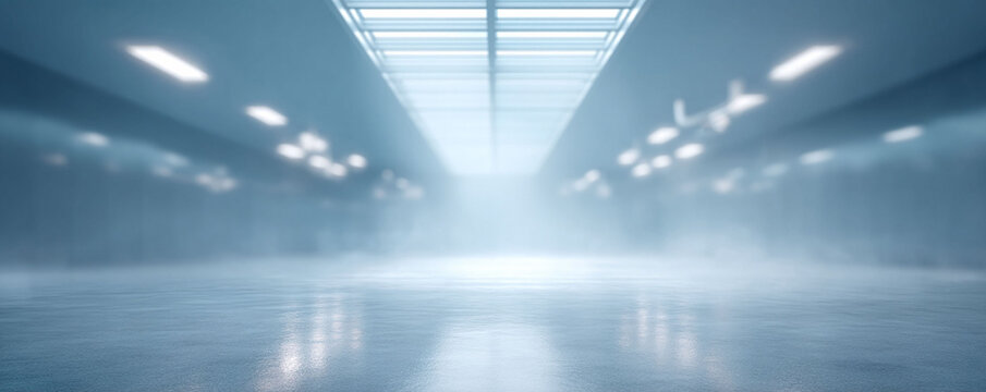 Abstract interior space with a minimalist aesthetic. Modern architectural design with soft, diffused lighting creates an ethereal, futuristic feel. Ideal for backgrounds, concepts or presentations.