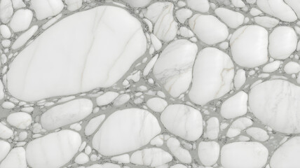 Full-frame 2D slab of Arabescato Corchia marble with elegant rounded vein groupings in light grey.