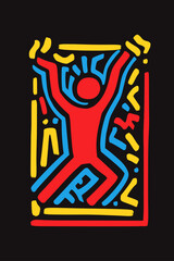 Energetic art piece featuring playful doodles