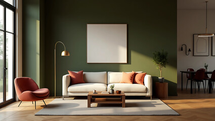modern white and grey living space featuring wood floor indoor plants and contemporary wall artwork