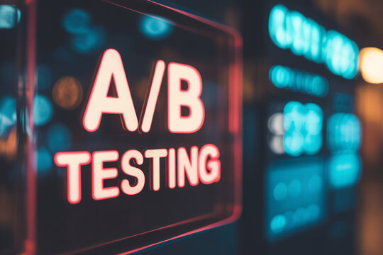 Neon Sign Displaying A B Testing for Website Optimization