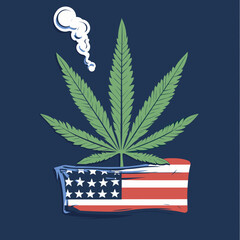 Patriotic Cannabis Design with American Flag