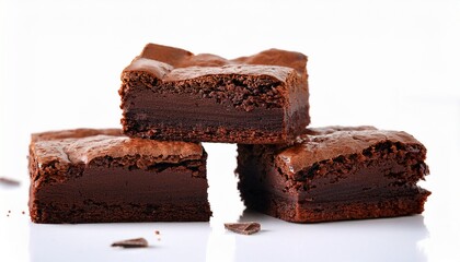 rich chocolate brownies on a white background