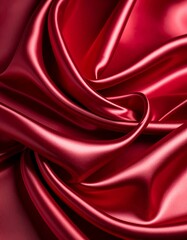 Obraz premium Dark red glossy silk cloth texture close view background