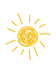 Hand-Drawn Sun Illustration Yellow Sunburst Clipart