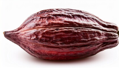 Obraz premium fresh cacao fruits isolated on white background dark red cocoa pods clipping path